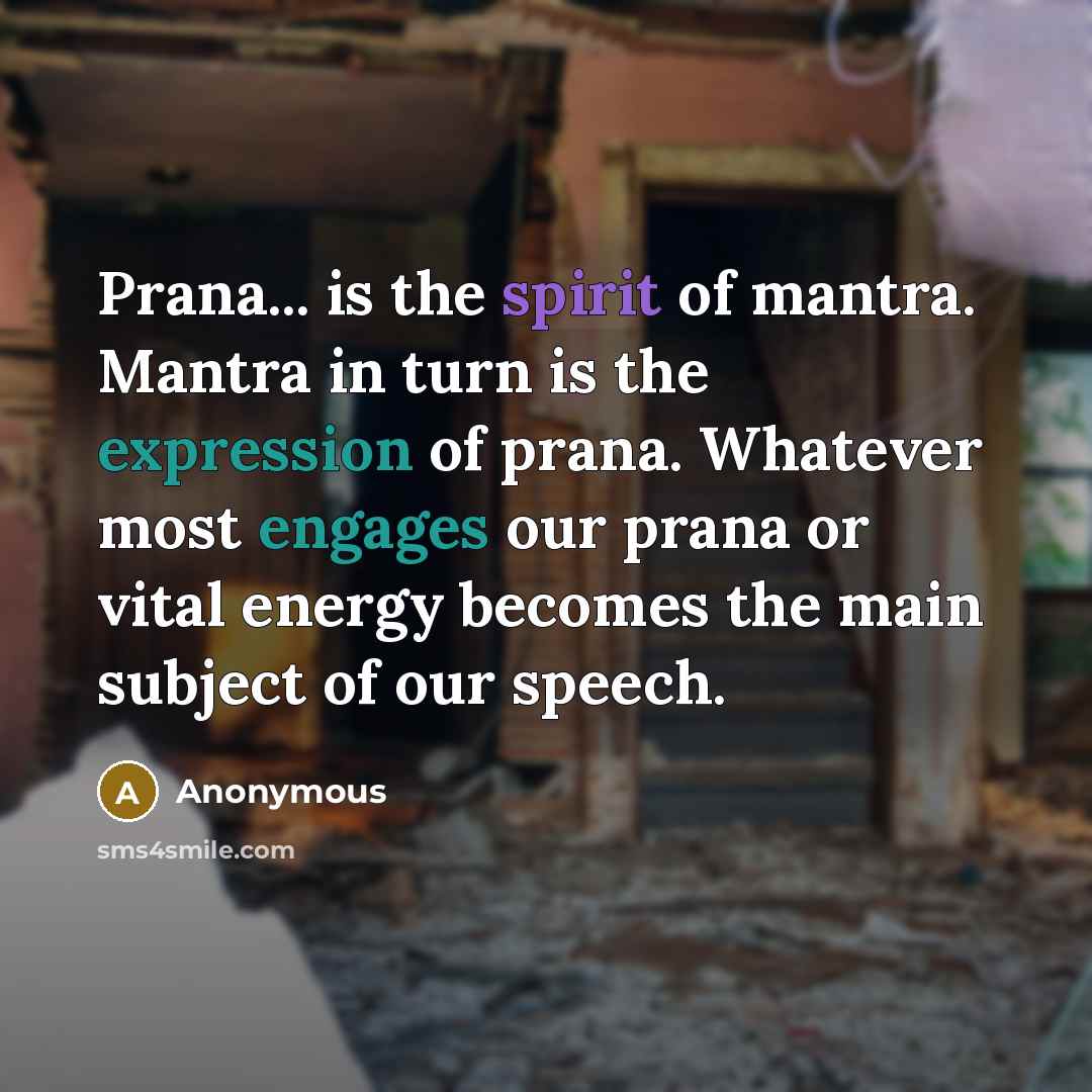 “Prana... is the spirit of mantra. Mantra in turn is…” quote by Anonymous