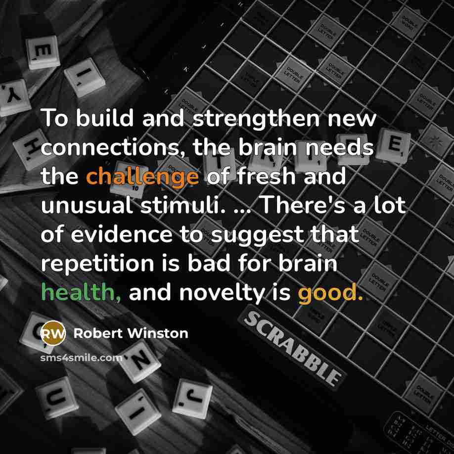 “To build and strengthen new connections, the brain needs the…” quote by Robert Winston