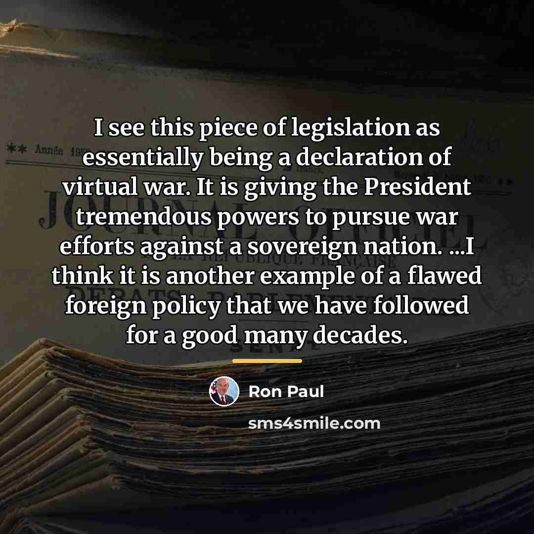 “I see this piece of legislation as essentially being a…” quote by Ron Paul