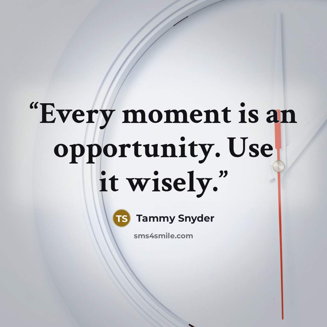“Every moment is an opportunity. Use it wisely.” quote by Tammy Snyder