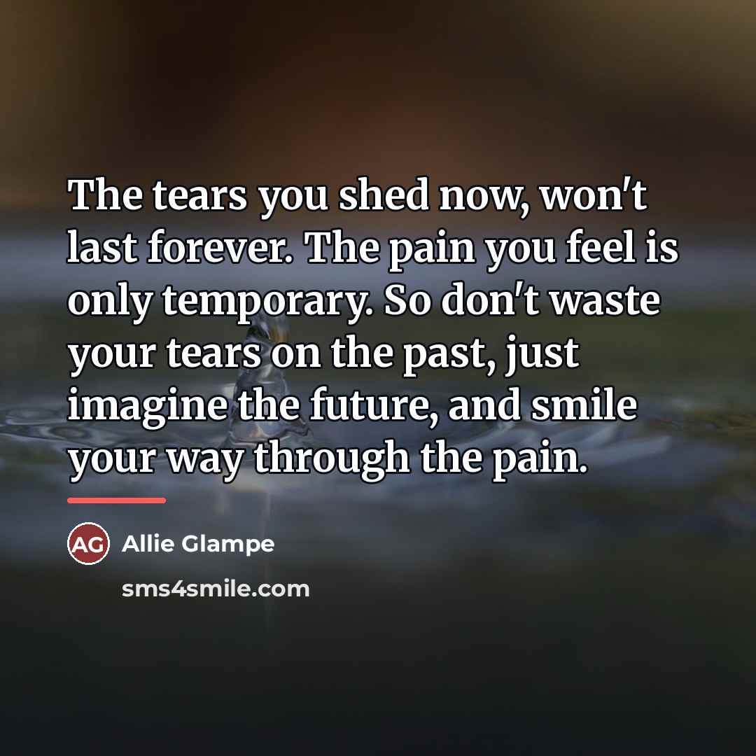 “The tears you shed now, won't last forever. The pain…” quote by Allie Glampe