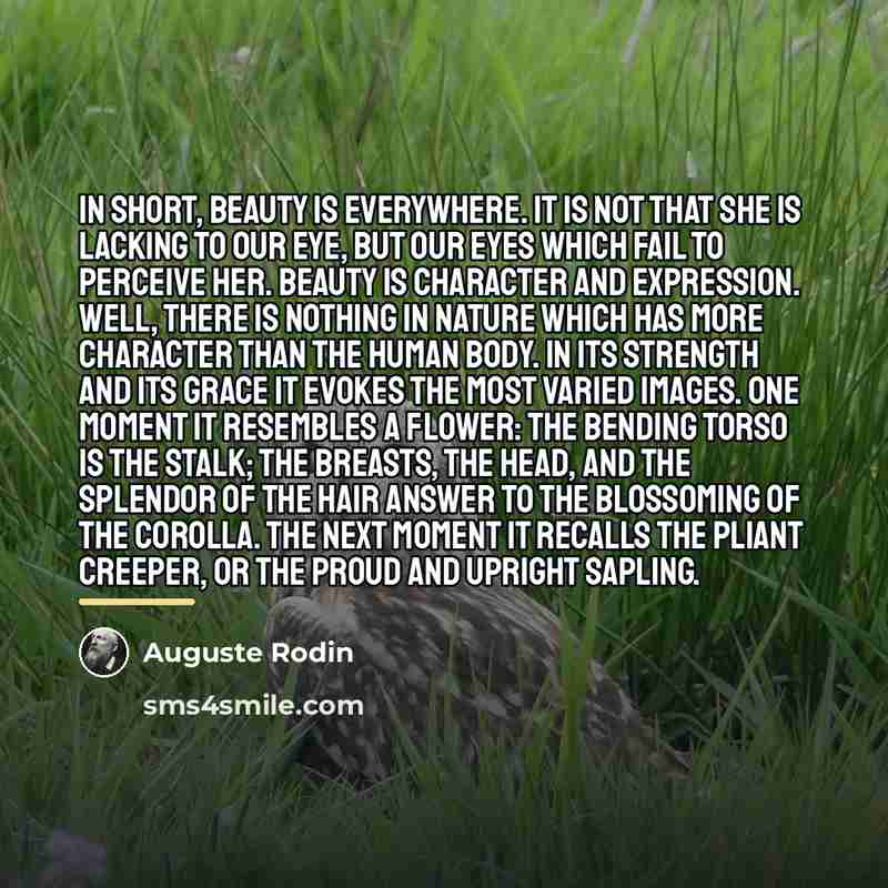 “In short, Beauty is everywhere. It is not that she…” quote by Auguste Rodin