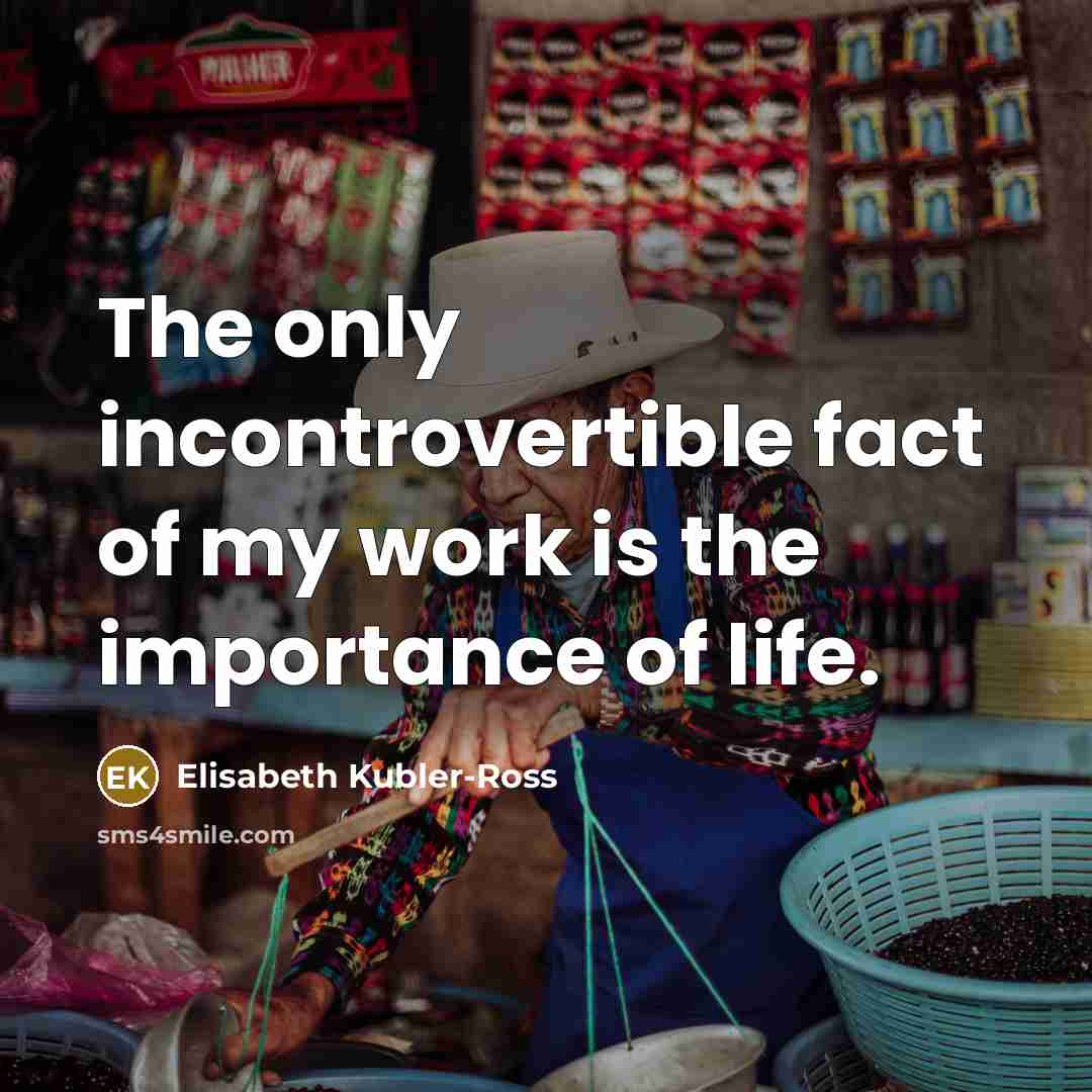 “The only incontrovertible fact of my work is the importance…” quote by Elisabeth Kubler-Ross