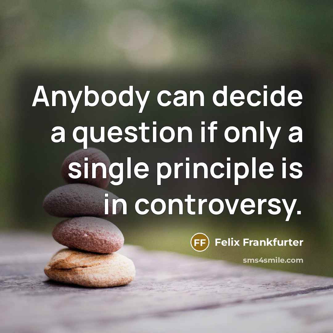 “Anybody can decide a question if only a single principle…” quote by Felix Frankfurter