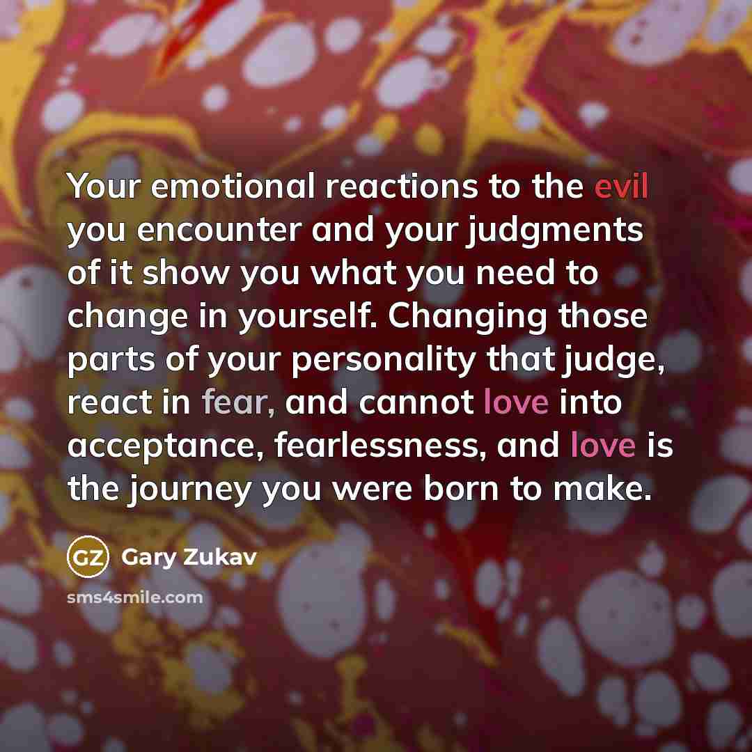 “Your emotional reactions to the evil you encounter and your…” quote by Gary Zukav