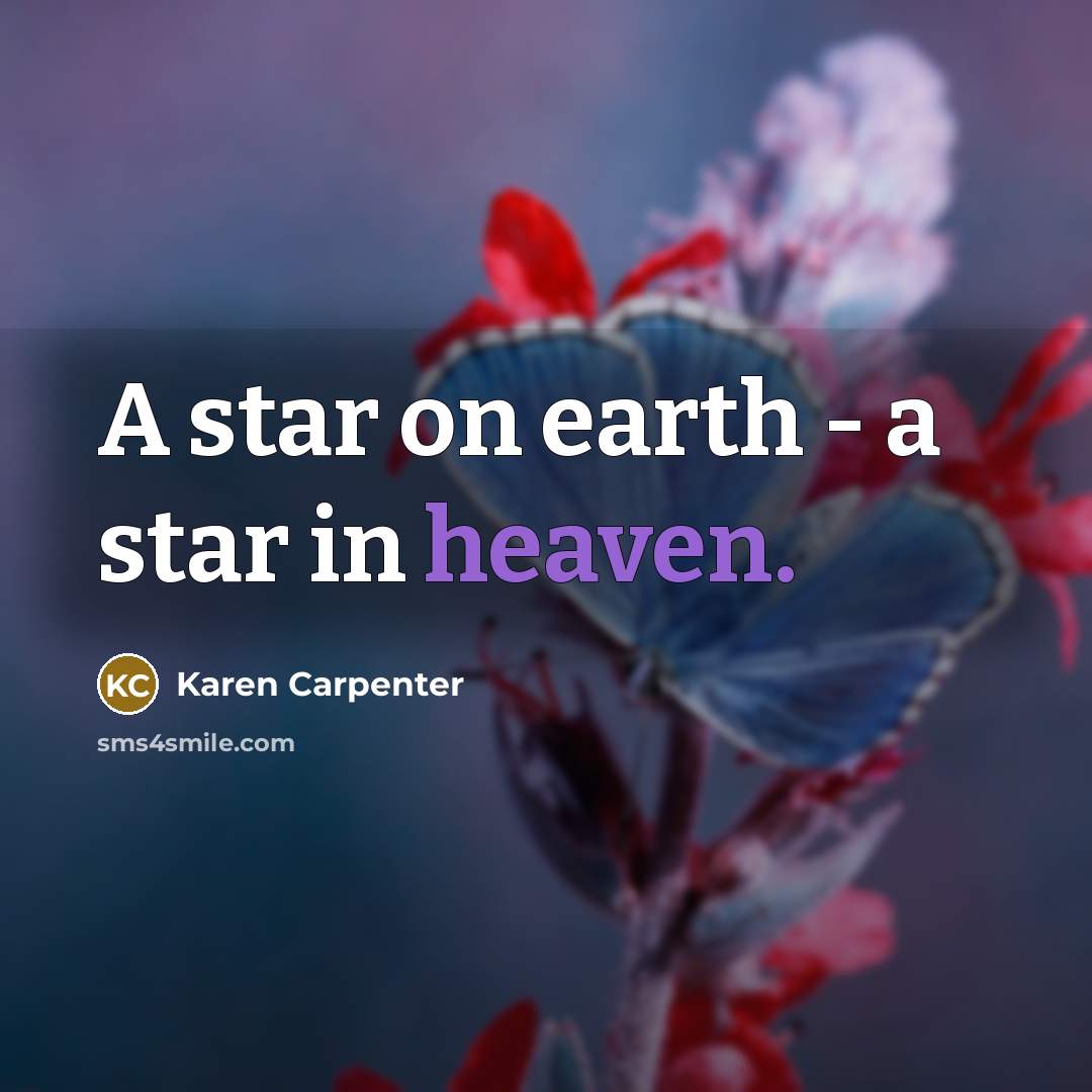 “A star on earth - a star in heaven.…” quote by Karen Carpenter
