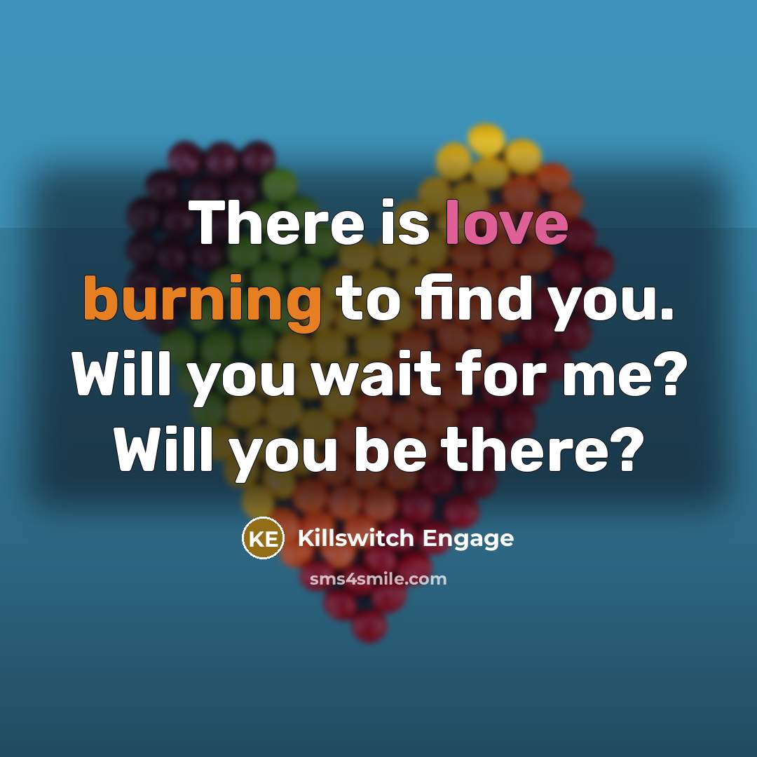 “There is love burning to find you. Will you wait for me? Will you be there?” quote by Killswitch Engage