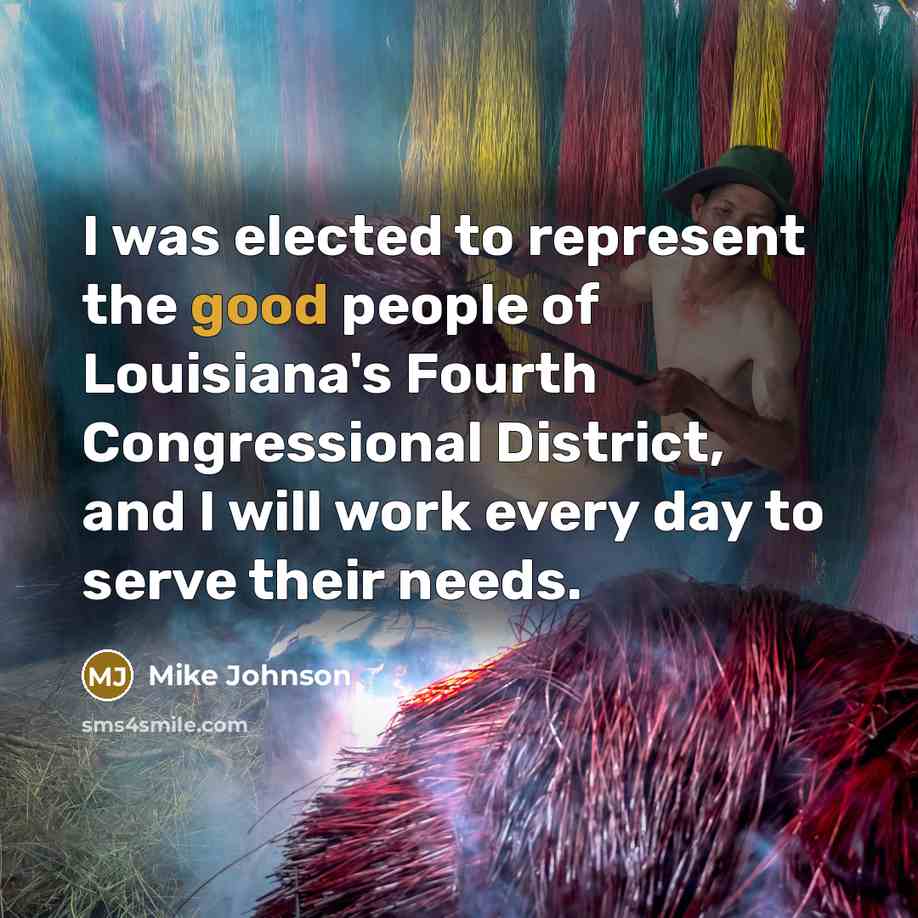 “I was elected to represent the good people of Louisiana's…” quote by Mike Johnson