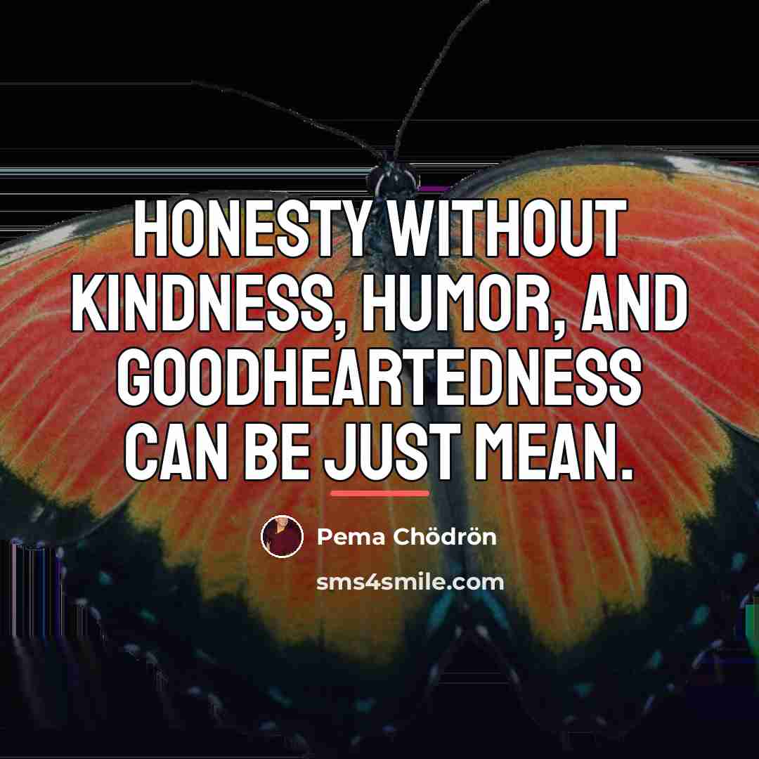 “Honesty without kindness, humor, and goodheartedness can be just mean.…” quote by Pema Chodron