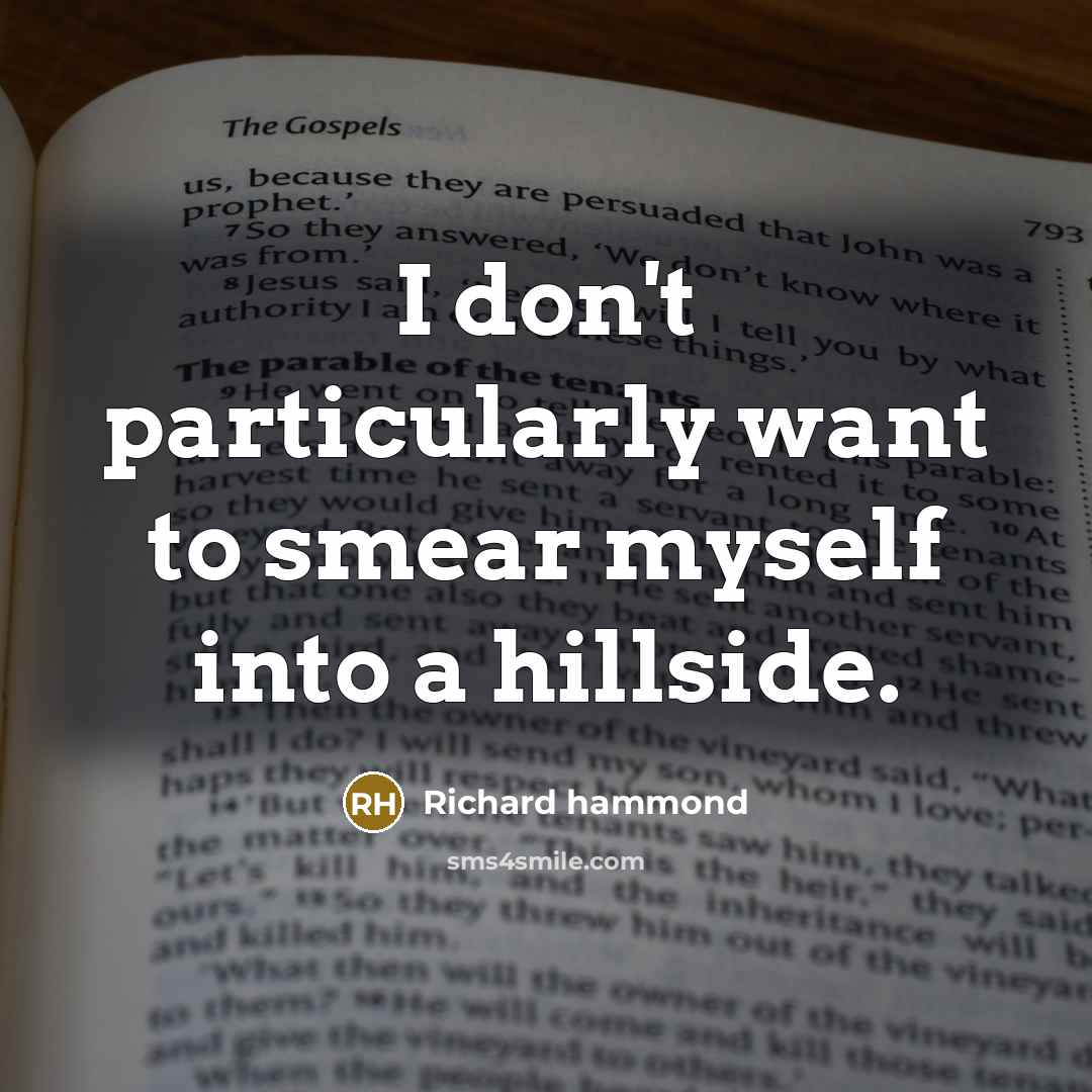 “I don't particularly want to smear myself into a hillside.” quote by Richard Hammond