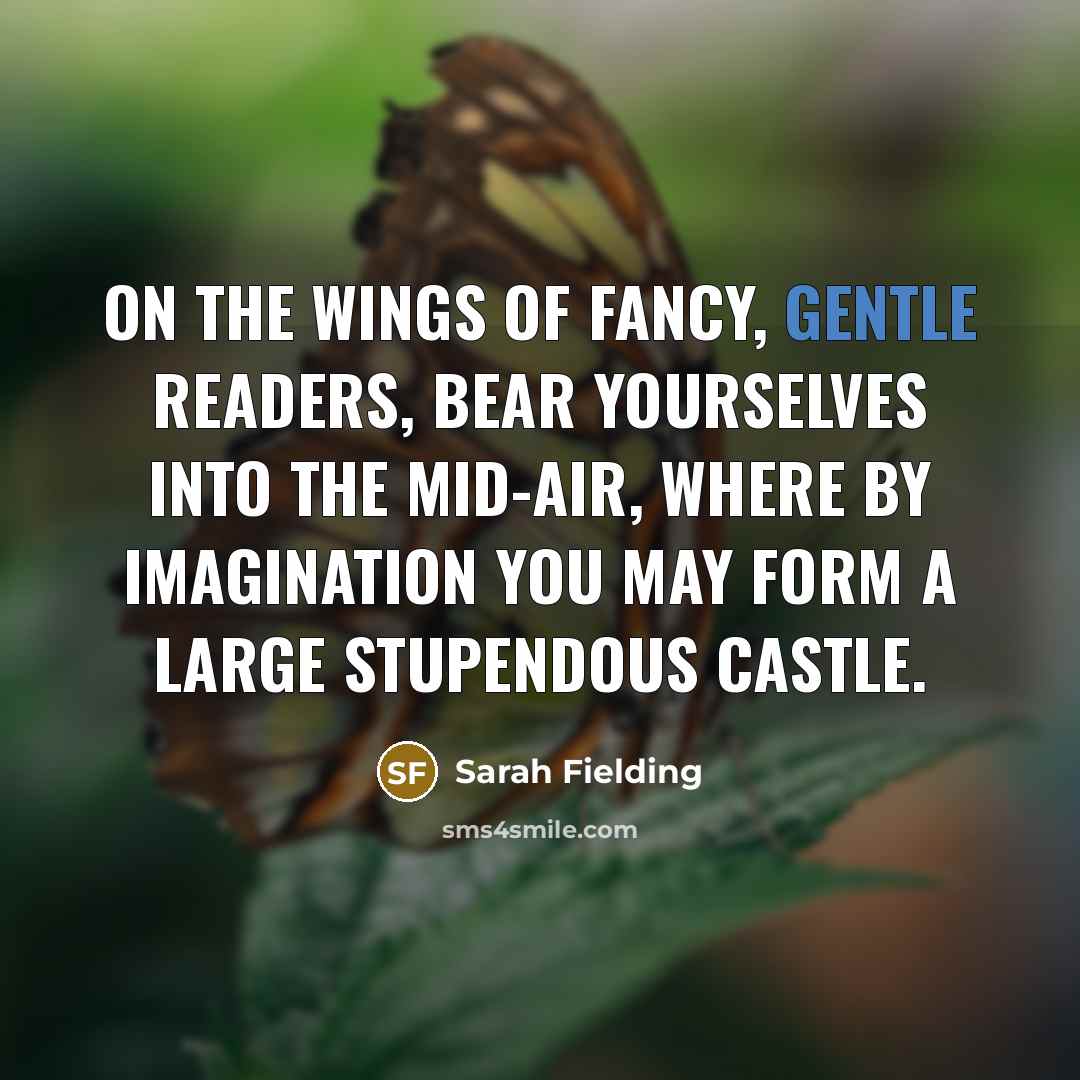 “On the wings of fancy, gentle readers, bear yourselves into…” quote by Sarah Fielding