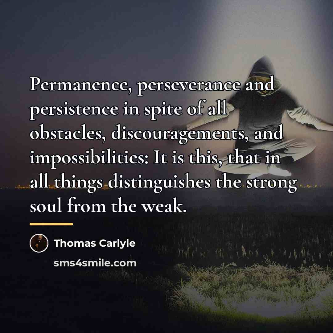 “Permanence, perseverance and persistence in spite of all obstacles, discouragements,…” quote by Thomas Carlyle