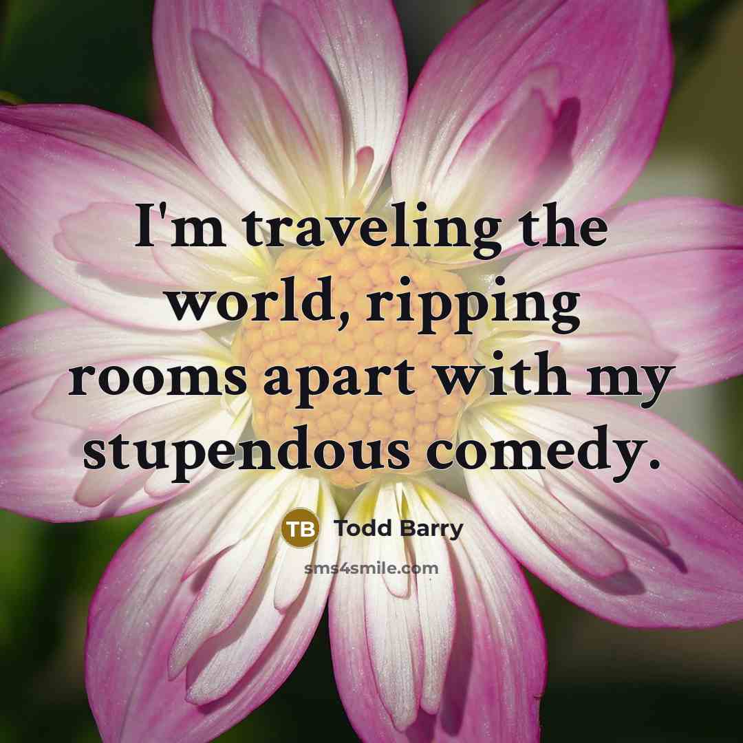 “I'm traveling the world, ripping rooms apart with my stupendous…” quote by Todd Barry