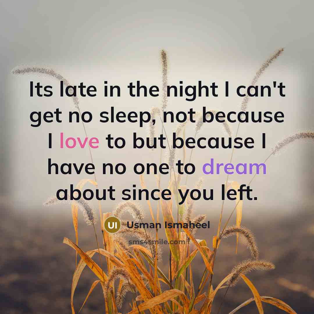 “Its late in the night I can't get no sleep,…” quote by Usman Ismaheel