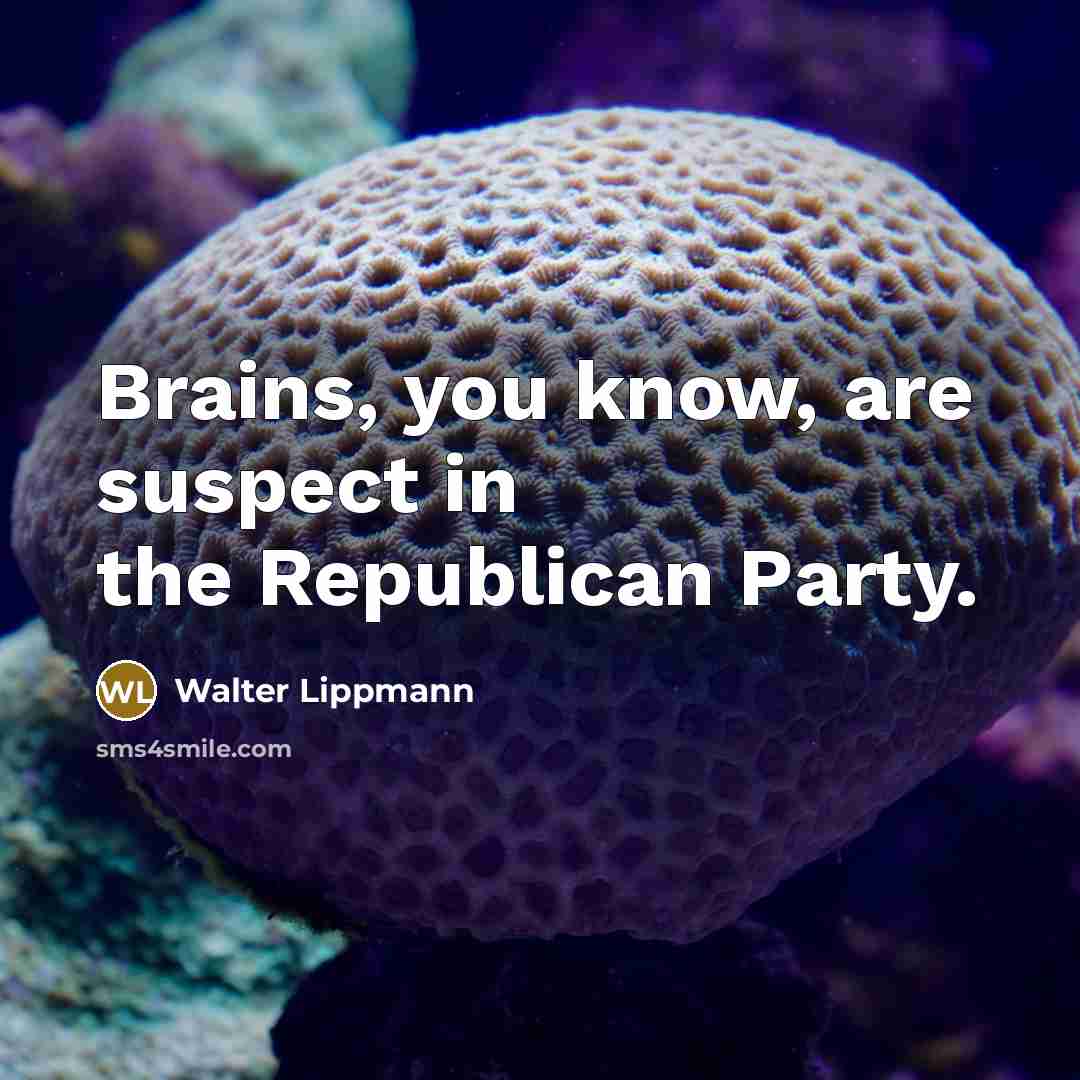 “Brains, you know, are suspect in the Republican Party.…” quote by Walter Lippmann