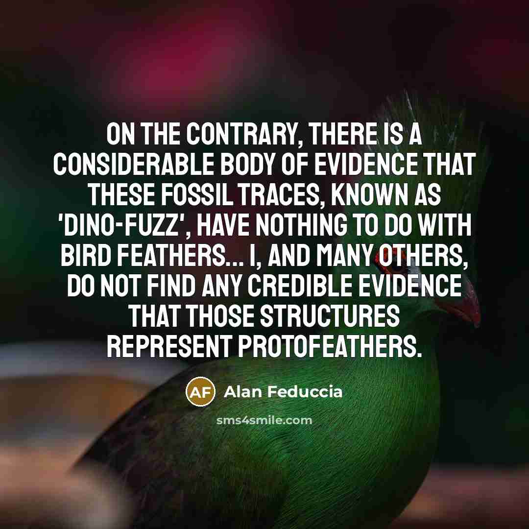 “On the contrary, there is a considerable body of evidence…” quote by Alan Feduccia
