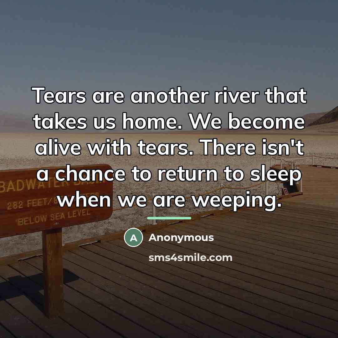 “Tears are another river that takes us home. We become…” quote by Anonymous