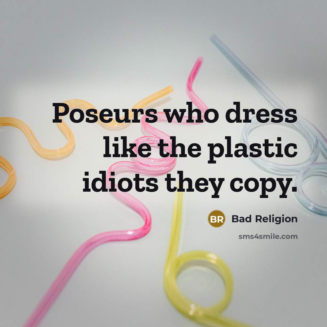 “Poseurs who dress like the plastic idiots they copy.…” quote by Bad Religion