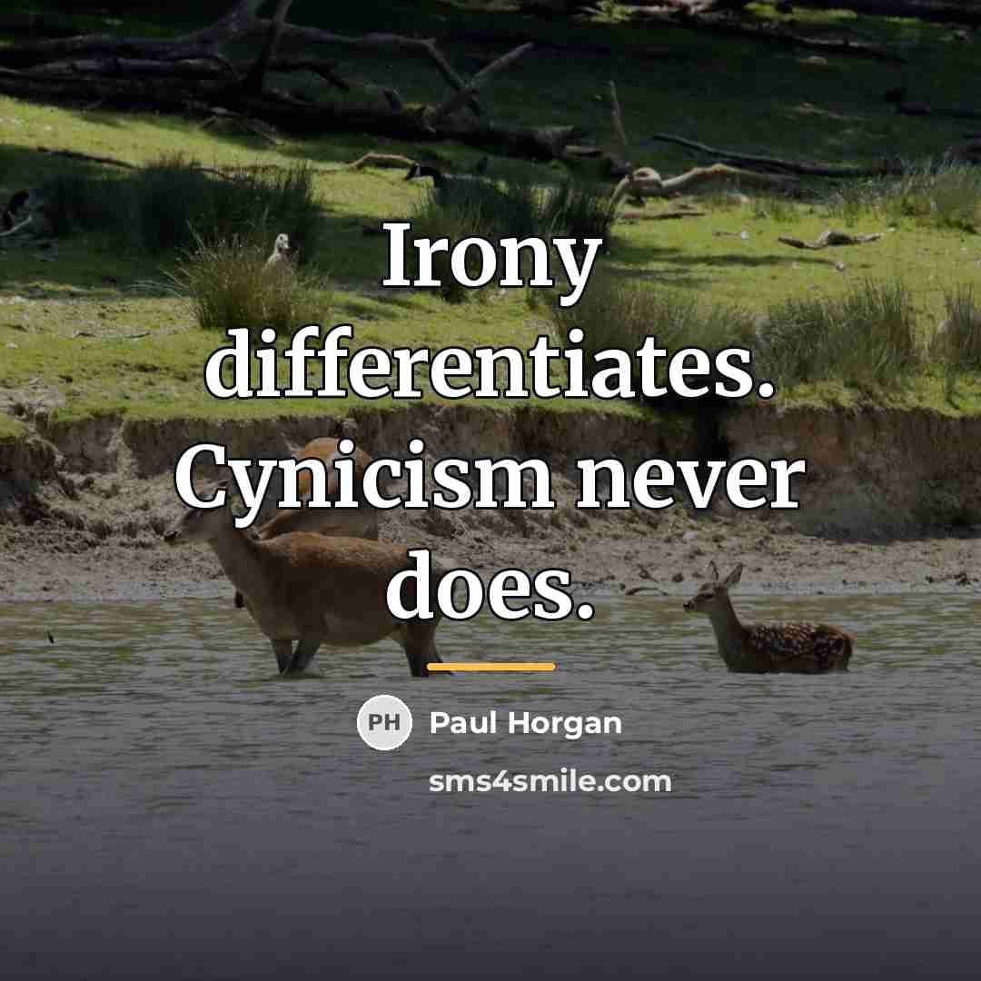 “Irony differentiates. Cynicism never does.…” quote by Paul Horgan