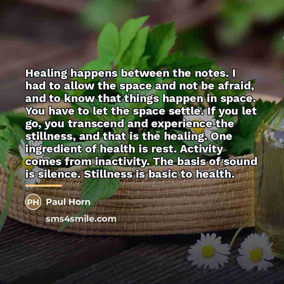 “Healing happens between the notes. I had to allow the…” quote by Paul Horn