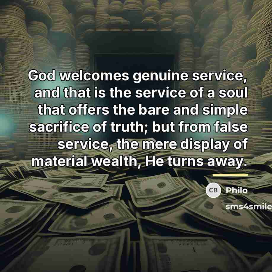 “God welcomes genuine service, and that is the service of…” quote by Philo