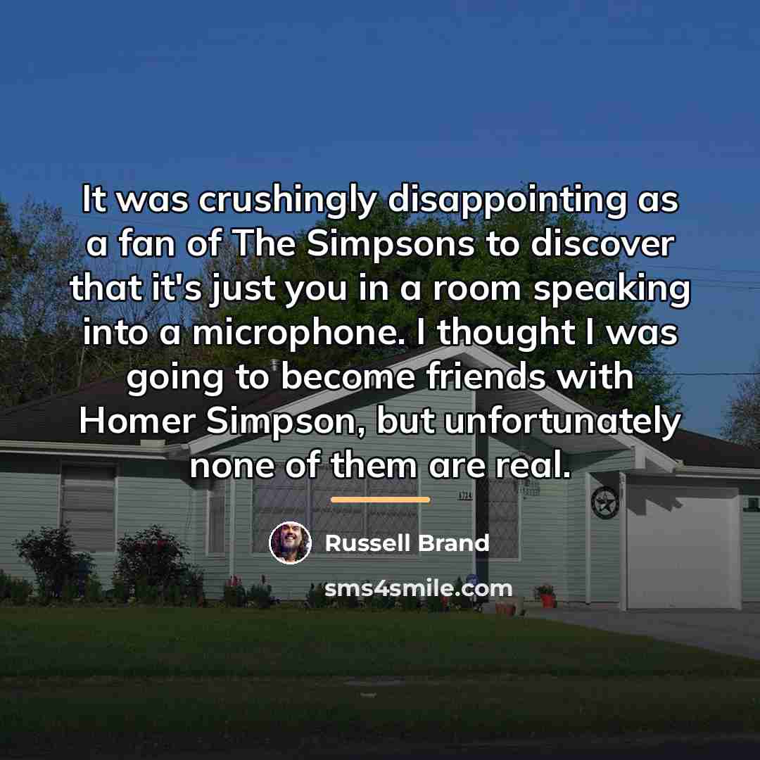 “It was crushingly disappointing as a fan of The Simpsons…” quote by Russell Brand