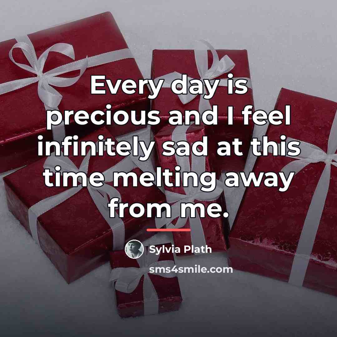 “Every day is precious and I feel infinitely sad at…” quote by Sylvia Plath