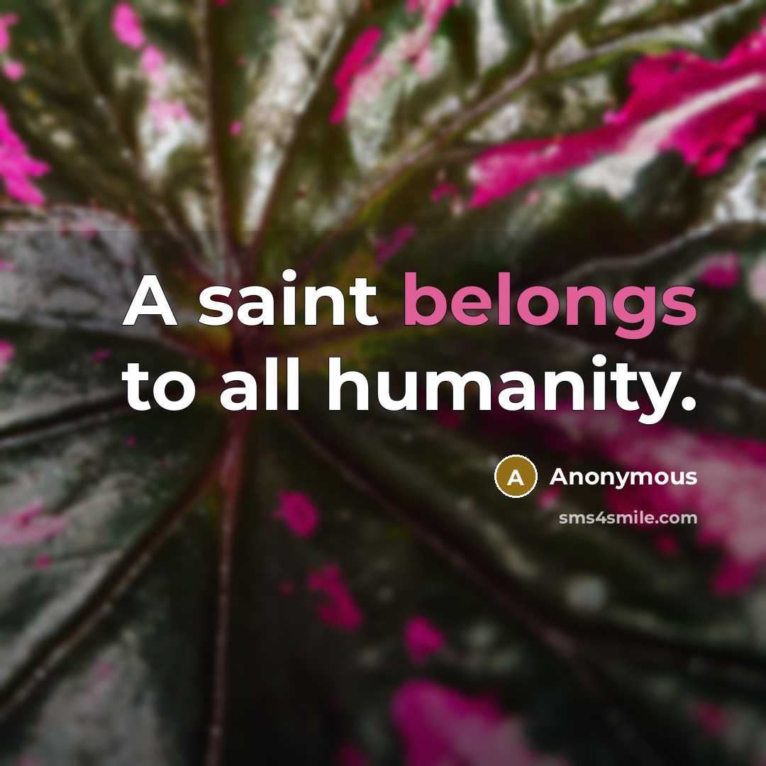 “A saint belongs to all humanity.” quote by Anonymous