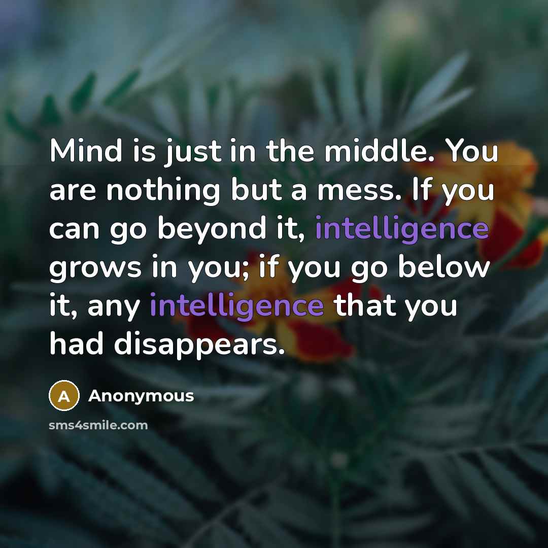 “Mind is just in the middle. You are nothing but…” quote by Anonymous
