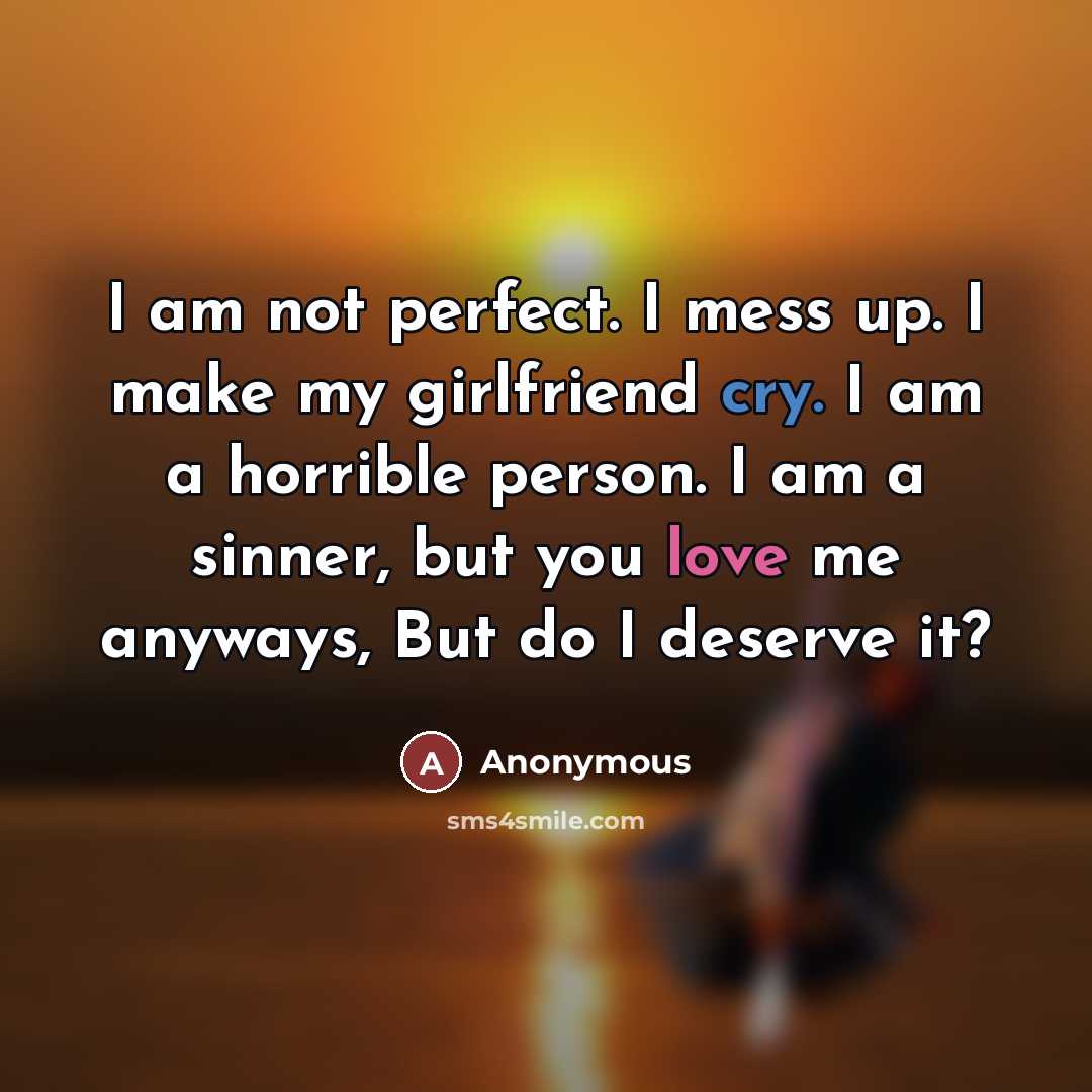 “I am not perfect. I mess up. I make my…” quote by Anonymous