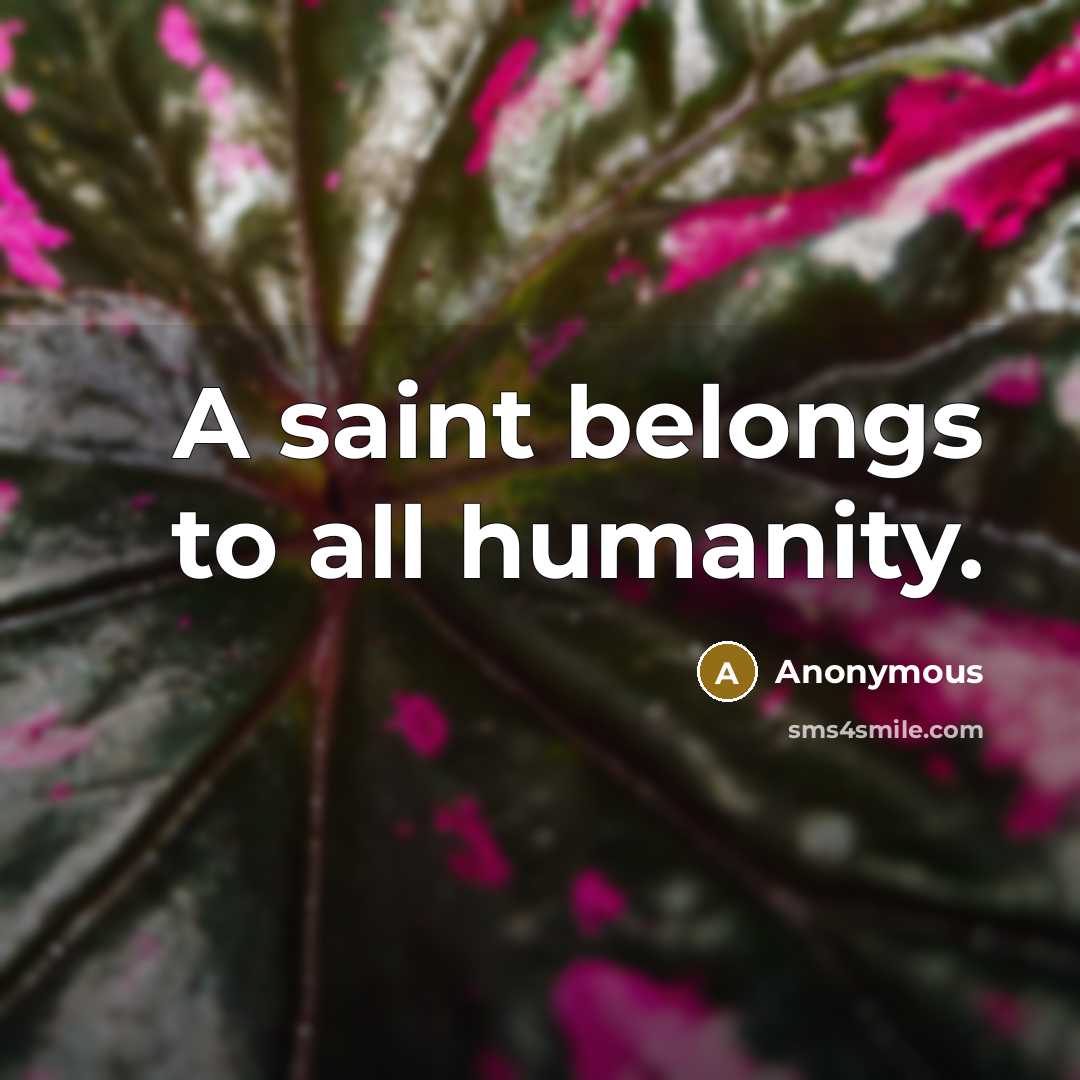 “A saint belongs to all humanity.…” quote by Anonymous