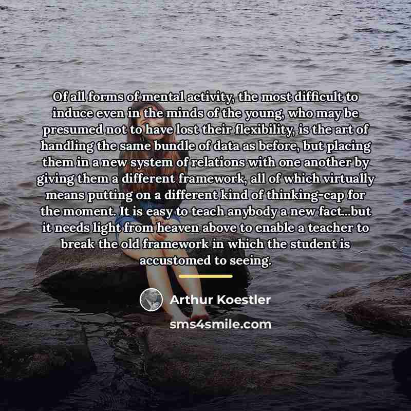 “Of all forms of mental activity, the most difficult to…” quote by Arthur Koestler