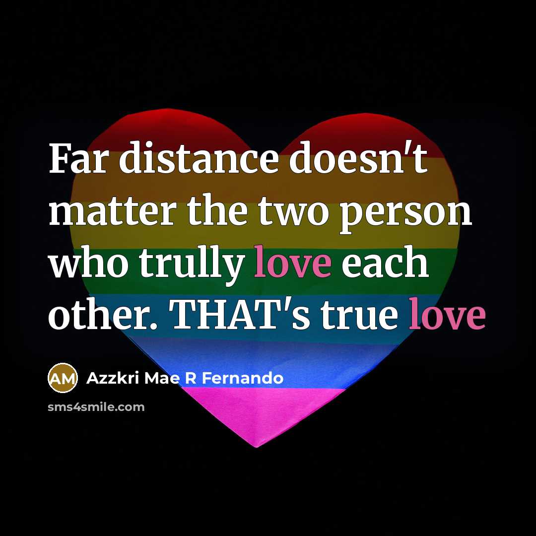 “Far distance doesn't matter the two person who trully love each other. THAT's true love” quote by Azzkri Mae R Fernando