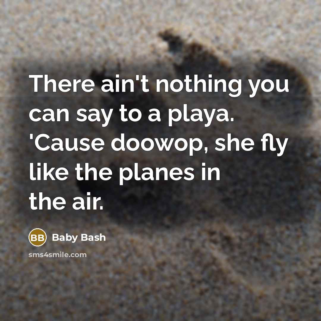 “There ain't nothing you can say to a playa. 'Cause doowop, she fly like the planes in the air.” quote by Baby Bash