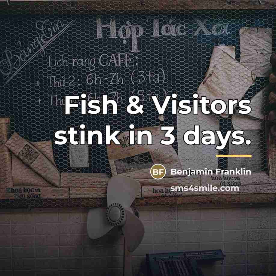 “Fish & Visitors stink in 3 days.…” quote by Benjamin Franklin