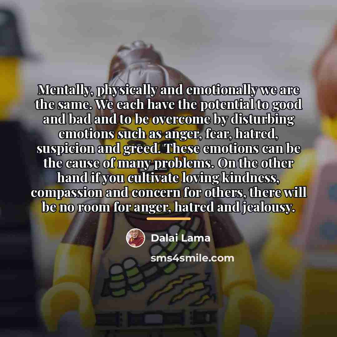 “Mentally, physically and emotionally we are the same. We each…” quote by Dalai Lama