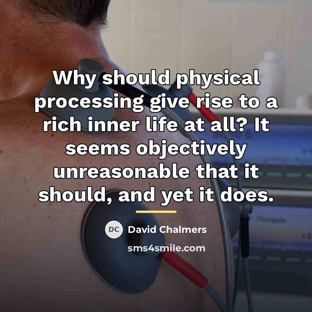 “Why should physical processing give rise to a rich inner…” quote by David Chalmers