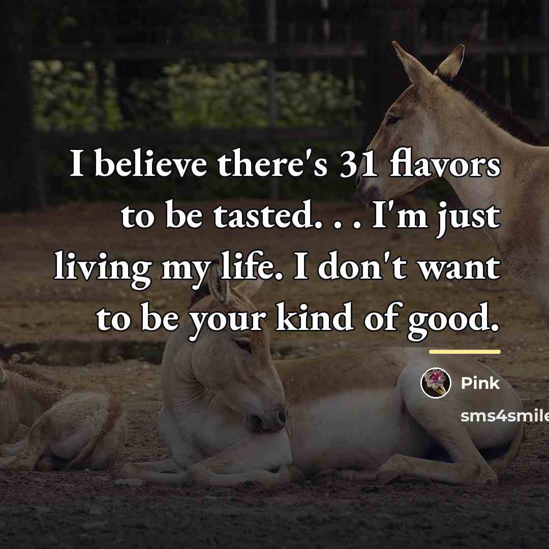 “I believe there's 31 flavors to be tasted. . .…” quote by Pink