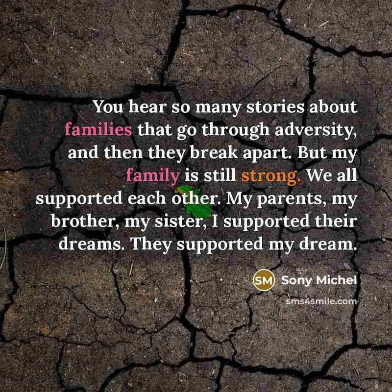“You hear so many stories about families that go through…” quote by Sony Michel