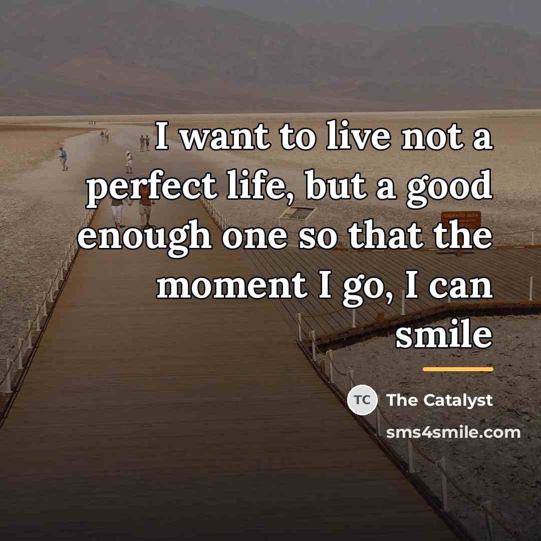 “I want to live not a perfect life, but a…” quote by The Catalyst