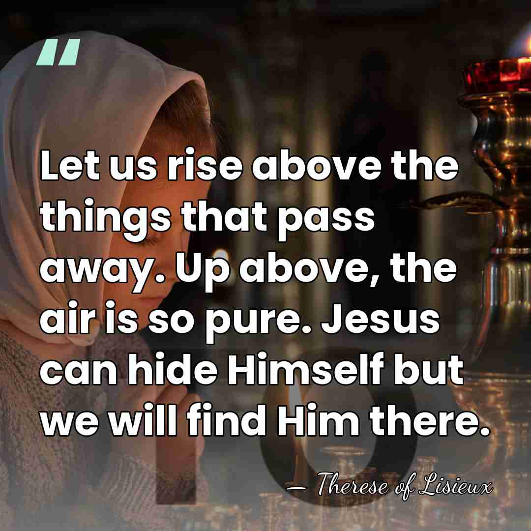 Let us rise above the things that pass away. Up above, the&hellip; - Therese of Lisieux