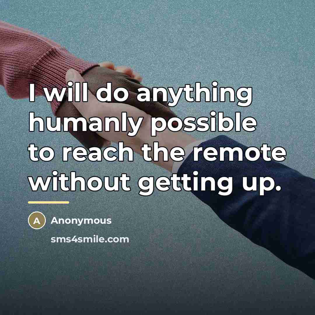 “I will do anything humanly possible to reach the remote…” quote by Anonymous