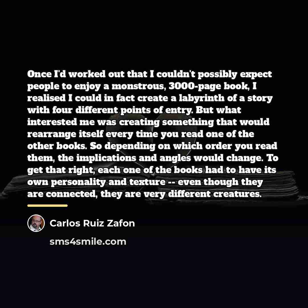 “Once I'd worked out that I couldn't possibly expect people…” quote by Carlos Ruiz Zafon