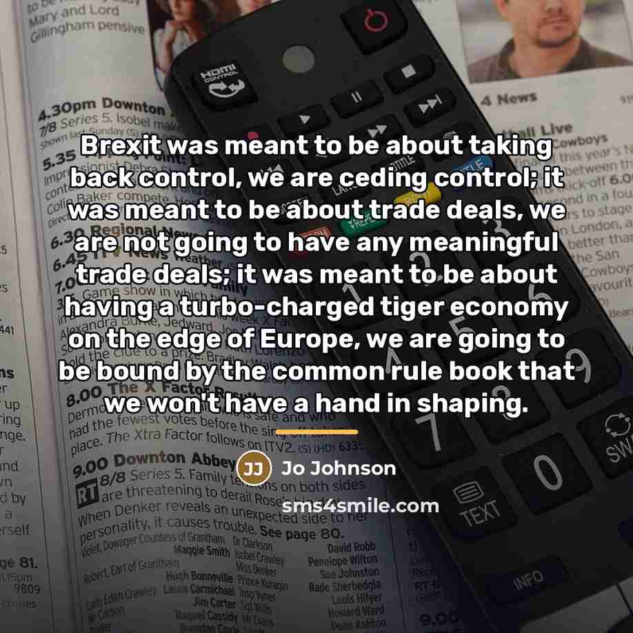 “Brexit was meant to be about taking back control, we…” quote by Jo Johnson
