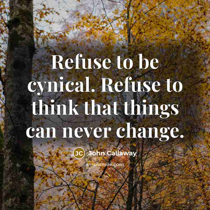 “Refuse to be cynical. Refuse to think that things can…” quote by John Callaway