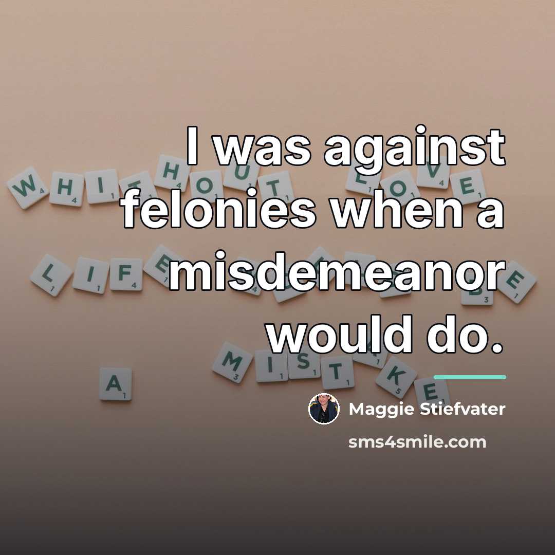 “I was against felonies when a misdemeanor would do.…” quote by Maggie Stiefvater