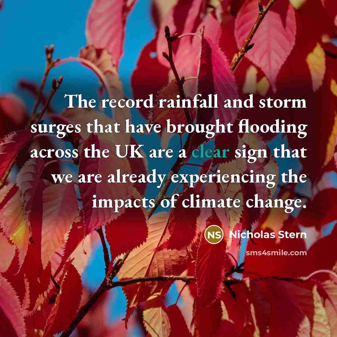 “The record rainfall and storm surges that have brought flooding…” quote by Nicholas Stern