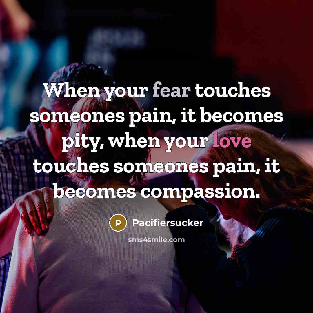 “When your fear touches someones pain, it becomes pity, when…” quote by Pacifiersucker