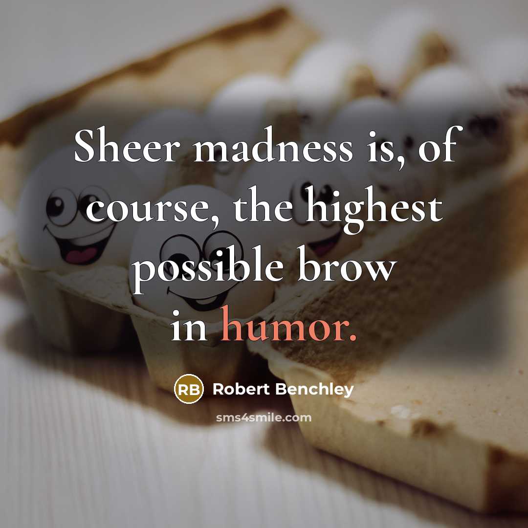 “Sheer madness is, of course, the highest possible brow in…” quote by Robert Benchley