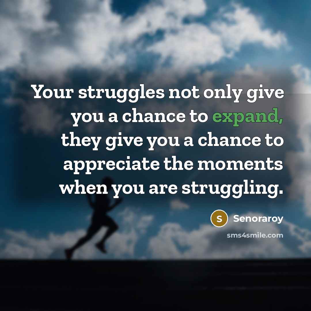 “Your struggles not only give you a chance to expand,…” quote by Senoraroy